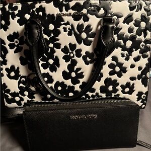 Michael Kors Black Floral on White Bag